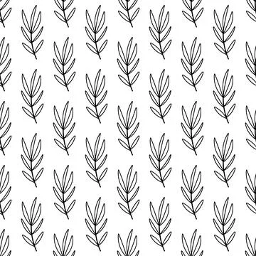 Leaf branch line forest doodle background pattern Illustrazione stock