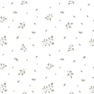 Leaf branch twig seamless pattern stamp silhouette Stock Illustration