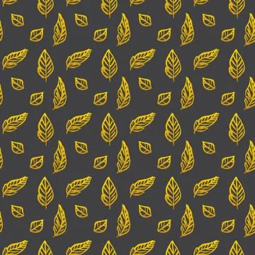 Leaf Brush Gold Seamless Pattern 스톡 일러스트