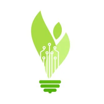Leaf like bulb light logo. Technology nature vector Stock Illustration