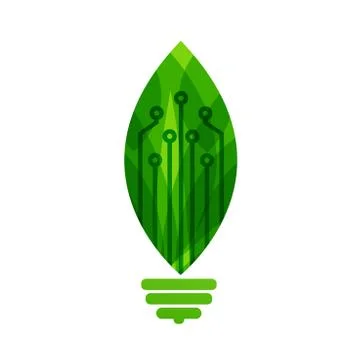 Leaf like bulb light logo. Technology nature vector Stock Illustration