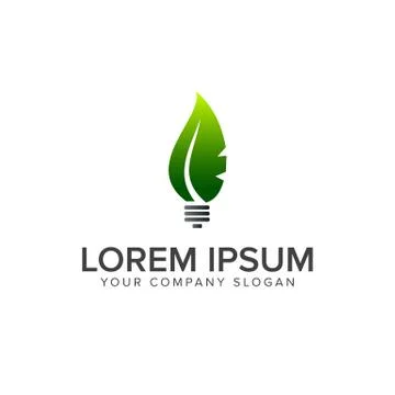 Leaf bulb logo design concept template Stock Illustration