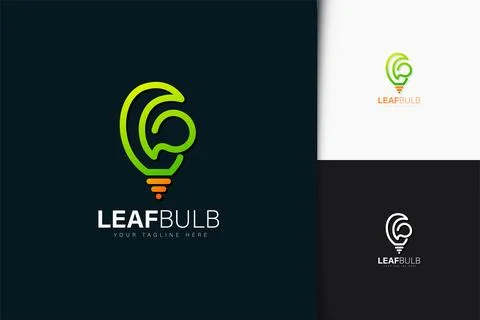 Leaf bulb logo design with gradient Stock Illustration