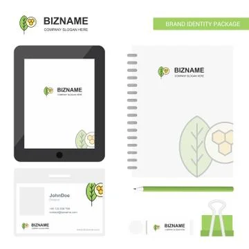 Leaf  Business Logo, Tab App, Diary PVC Employee Card and USB Brand Stationar Stock Illustration