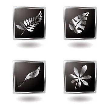 Leaf button Illustrated leaf button variation with a metallic bevel Copyri... Stock Photos