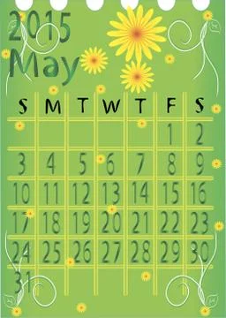 Leaf calendar for 2015. May . vector Stock Illustration