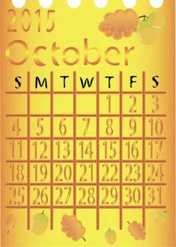 Leaf calendar for 2015. October . vector Stock Illustration