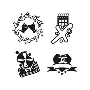 Leaf calendar money Commitment Teamwork Together Black Logo Illustrazione stock