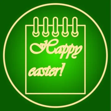 Leaf of the calendar in the neon circle. Easter. Stock Illustration
