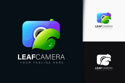 Leaf camera logo design with gradient Stock Illustration