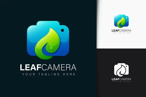 Leaf camera logo design with gradient Stock Illustration