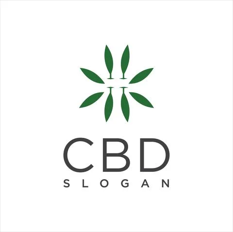 Leaf CBD logo design icon template. Cannabis Hemp Pot Logo Design Vector Stock.  Stock Illustration
