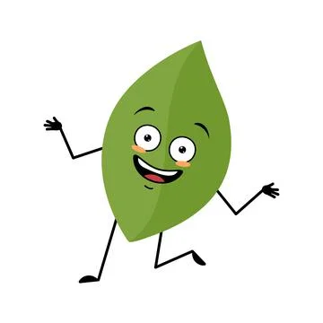 Leaf character with crazy happy emotion Stock Illustration