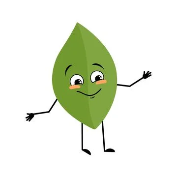 Leaf character with happy emotion Stock Illustration