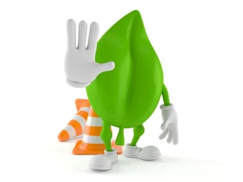 Leaf character with stop gesture Illustrazione stock