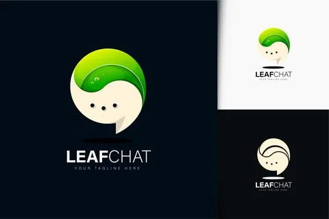 Leaf chat logo design with gradient Stock Illustration
