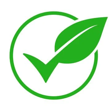 Leaf checkmark icon. Organic tick symbol. Ecology approved check mark. Natu.. Stock Illustration
