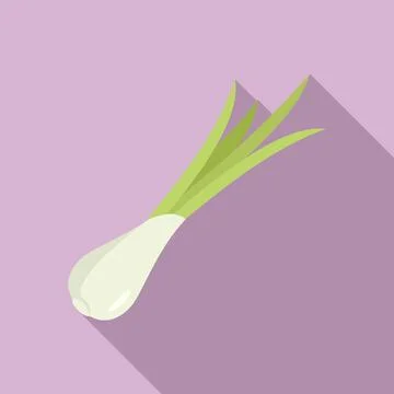 Leaf chive icon flat . Fresh onion Stock Illustration