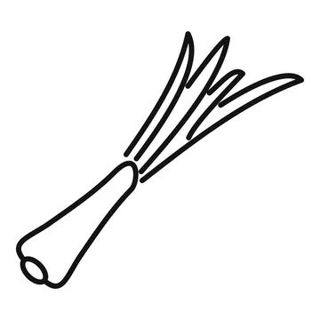 Leaf chive icon outline . Fresh onion Stock Illustration