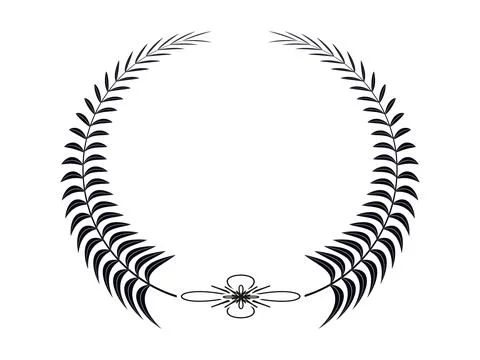 Leaf circle frame black and white, Vector illustration isolated on white Illustrazione stock