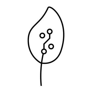 Leaf with circuit network. Simple icon drawing design of artificial intelegence 스톡 일러스트