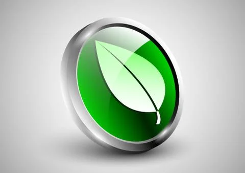 Leaf coin icon 3d effect Stock Illustration