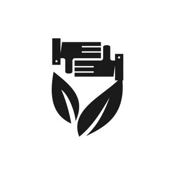 Leaf Commitment Teamwork Together Black Logo 스톡 일러스트