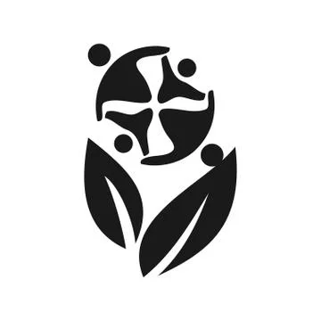 Leaf Commitment Teamwork Together Black Logo Stock Illustration