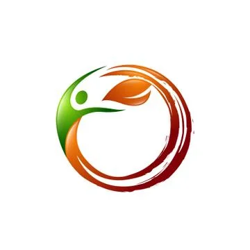 Leaf Creative Concept Logo Design Template, Combine People and Leaf Icon for  Illustrazione stock