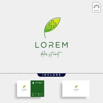 Leaf cross logo design vector nature medicine icon Illustrazione stock