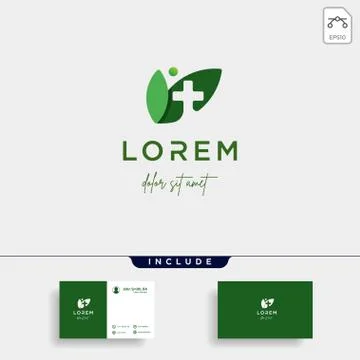 Leaf cross logo design vector nature medicine icon Illustrazione stock
