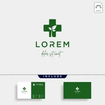 Leaf cross logo design vector nature medicine icon Stock Illustration