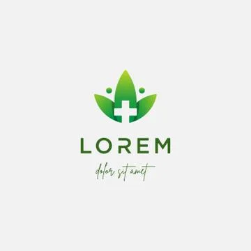 Leaf cross logo design vector nature medicine icon Stock Illustration