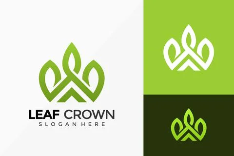 Leaf Crown Logo Design. Creative Idea logos designs Vector illustration templ Illustrazione stock