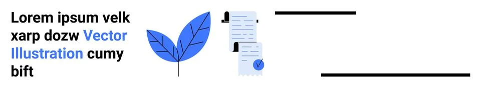 Leaf with Documents and Blue Seal, Perfect for Marketing and Corporate Themes Stock Illustration