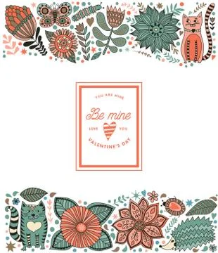 Leaf doodle elements, illustration made of flowers and herbs 스톡 일러스트
