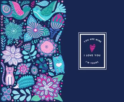 Leaf doodle elements, illustration made of flowers and herbs Stock Illustration