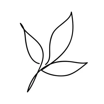 Leaf drawn in single continuous line art style. Stock Illustration