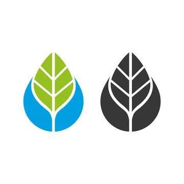 Leaf Drop Logo Design for Eco Nature and Organic Brand Stock Illustration