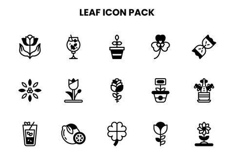 Leaf DuoTone Design Icons Pack Stock Illustration