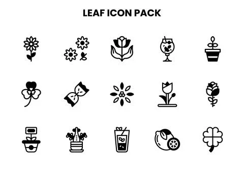 Leaf DuoTone Set Icons Pack イラスト素材