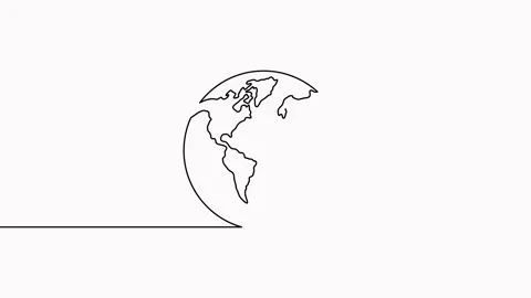 Leaf with Earth globe continuous line drawn animation. Stock Footage 284834015