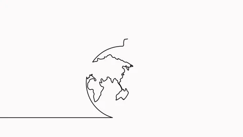 Leaf with Earth globe continuous line drawn animation. Stock Footage 284834019