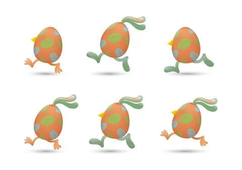 Leaf easter eggs run set Stock Illustration