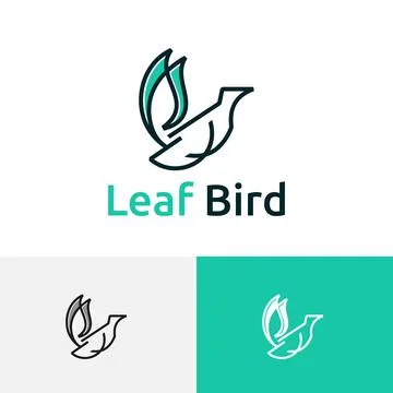 Leaf Eco Tree Environment Bird Animal Wildlife Line Logo Stock Illustration