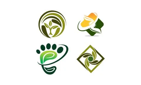 Leaf Ecology Energy Template Set Stock Illustration