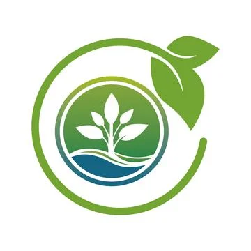 Leaf ecology nature Logo Template Minimalist Green Leaf Logo Design With Circula Stock Illustration