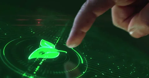 Leaf ecology symbol digital 3d finger touch Stock Footage 325295992