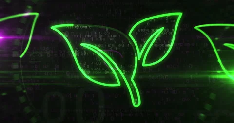 Leaf ecology symbol loop digital concept Stock Footage 325222198