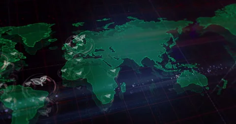 Leaf ecology symbol on world map Stock Footage 325296123